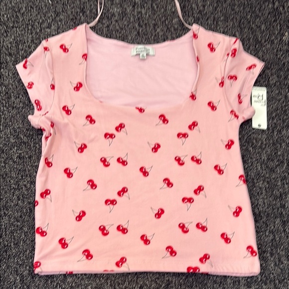 Cherry Print Pink Short Sleeve Tee - Picture 1 of 1